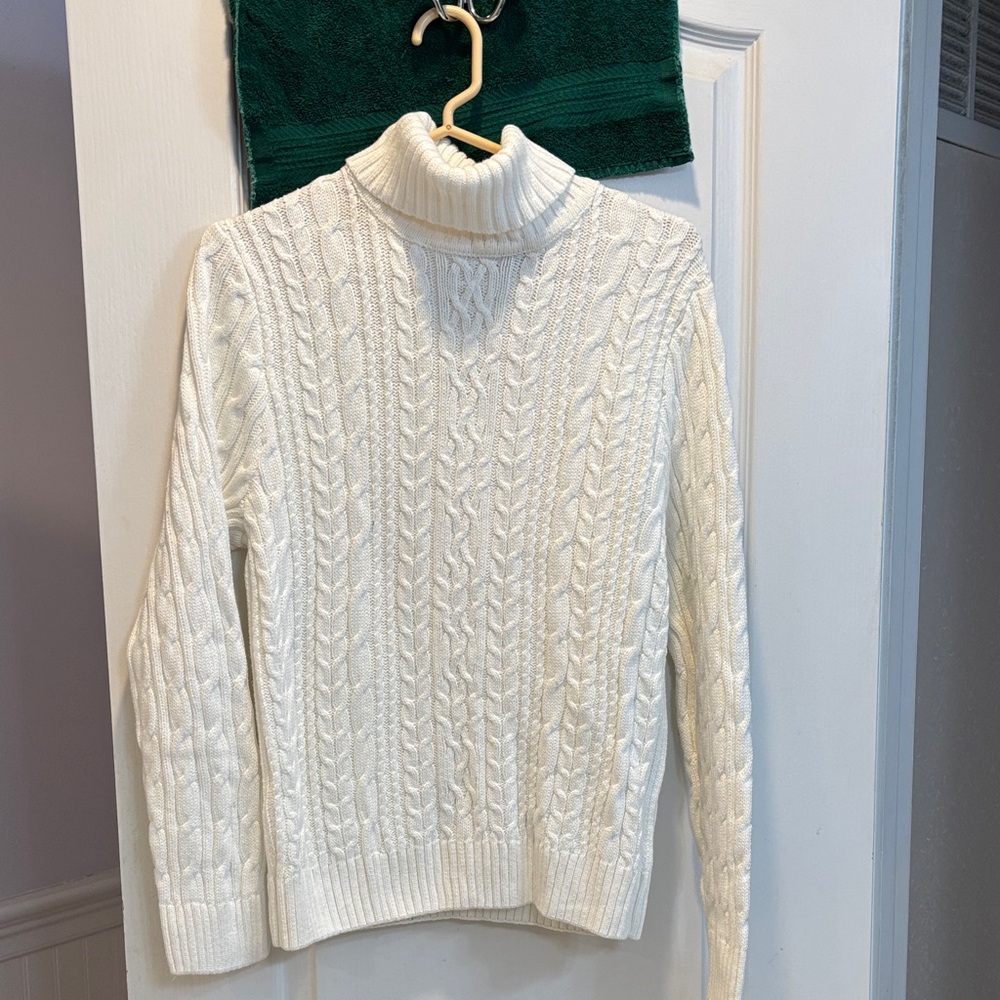 JEANNE PIERRE Women's Cable Knit Turtleneck Sweater - Cream